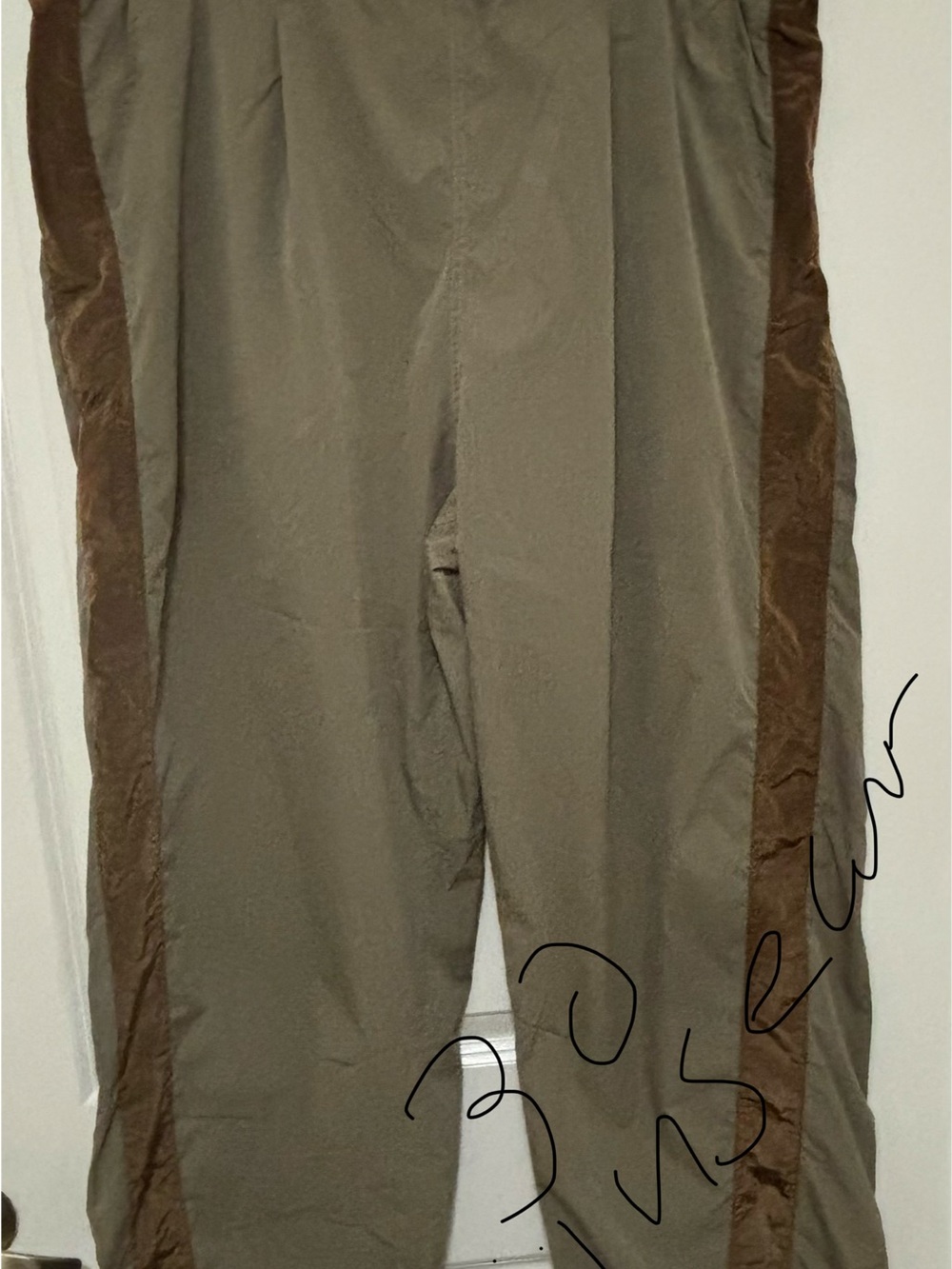 Fashion Nova Olive Joggers with Brown Side Stripes